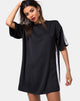 Afbeelding van Dore T-shirt jurk in zwart met ivoorkleurige streep