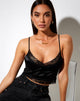 Afbeelding van Dyrana Crop Top in Black Rose Flock