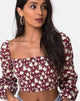 Afbeelding van Elina Crop Top in Wild Fleur Maroon