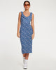Afbeelding van Elleta Midi Dress in Retro Floral Blue