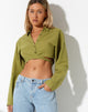 Afbeelding van Elyse Crop Top in Linnen Rami Green
