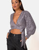 Afbeelding van Erina Longsleeve Top in Drape Net Zilver