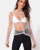 Afbeelding van Ether Longsleeve Top in Wit Glitter op Net Wit