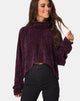 Afbeelding van Evie Cropped Sweatshirt in Chenille Plum