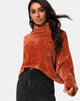 Afbeelding van Evie Cropped Sweater in Rust Chenille