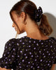 Afbeelding van Scrunchie in Pretty Petal Koffie en Paars
