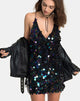 Afbeelding van Finn Slip Dress in Zwart Opaal Pailletten