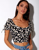 Afbeelding van Flaba Crop Top in Mini Daisy Zwart