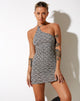 Afbeelding van Forsy Mini Dress in Optic Square Zwart en Wit