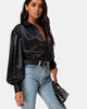 Afbeelding van Frantic Longsleeve Blouse in Satijn Zwart