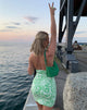 Afbeelding van Motel X Barbara Kristoffersen Riri Mini Dress in Knit Jagged Swirl Pepermunt en Crème