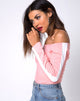 Afbeelding van Gadice Off The Shoulder Bodice in Lichtroze met Witte Streep