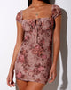 Afbeelding van Gaina Bodycon Jurk in Mesh Perzik Bloom