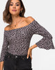 Afbeelding van Gaton Bardot Bodice in Ditsy Rose Zwart
