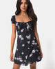 Afbeelding van Gaval Mini Dress in Mono Flower Zwart