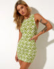 Afbeelding van Gele Mini jurk in patchwork Daisy groen