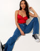 Afbeelding van Gemlou Cami Top in Satijn Rood