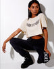 Afbeelding van Georgi Cropped Tee in Stone Angel Energy Wings