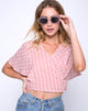 Afbeelding van Gios Wrap Top in Streep Roze en Wit
