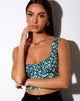 Afbeelding van Gladis Vest Crop Top in Floral Field Green
