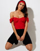 Afbeelding van Glasty Crop Top in Rood Mesh Rood Hart Flock