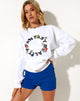 Afbeelding van Glo Sweatshirt in Wit Fantasy Reality Mix Print en Borduring