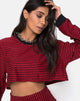 Afbeelding van Goce Crop Top in Mini Stripe Rood en Zwart
