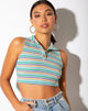 Afbeelding van Raco Crop Top in ribgroen paars en geel