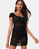 Afbeelding van Guenetta Mini Dress in Animal Black Net