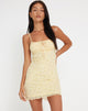 Afbeelding van Hakira Mini Dress in Gingham Floral Yellow
