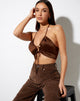 Afbeelding van Halpi Crop Top in Satijn Rijk Bruin