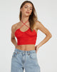 Afbeelding van Haltri Crop Top in Satin Rose Scarlet