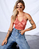 Afbeelding van Haltri Crop Top in Satijn Koraal