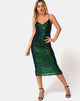 Afbeelding van Humia Midi Dress in Drape Net Sequin Iridescent Green