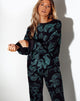 Afbeelding van Glo Sweatshirt in Dragon Flower Zwart en Mint
