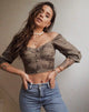 Afbeelding van Flory Crop Top in Satijn Roos Zilvergrijs