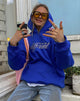 Afbeelding van Oversize Hoodie in Cobalt It Just Hits Different Embro