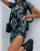 Afbeelding van Marlin Bodycon Jurk in Drakenbloem Zwart en Mint