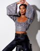 Afbeelding van Ireny Crop Top in Drape Pailletten Zilver