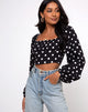Afbeelding van Irene Longsleeve Top in 80s Polka Zwart