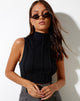 Afbeelding van Ivy Vest Top in Rib Zwart met Zwart Stiksel