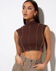 Afbeelding van Ivy Vest Top in diep mahonie met lichter bruin stiksel