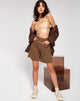 Afbeelding van Loose Fit Denim Short in Rijkbruin
