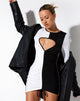 Afbeelding van Jusely Mini Dress in Crepe Zwart en Wit