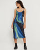 Afbeelding van Juvina Midi Dress in Satin Watercolour Navy