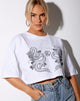 Afbeelding van Kai T-shirt in wit Yin Yang draak borduurwerk