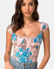 Afbeelding van Kalina Bodice in Jungle Flower Blauw en Crème