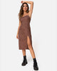Afbeelding van Kaoya Midi Dress in Satin Rose Chocolade