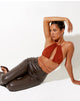 Afbeelding van Karti Gewatteerde Top in Mesh Toffee