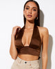 Afbeelding van Keiza Crop Top in Satijn Rijk Bruin